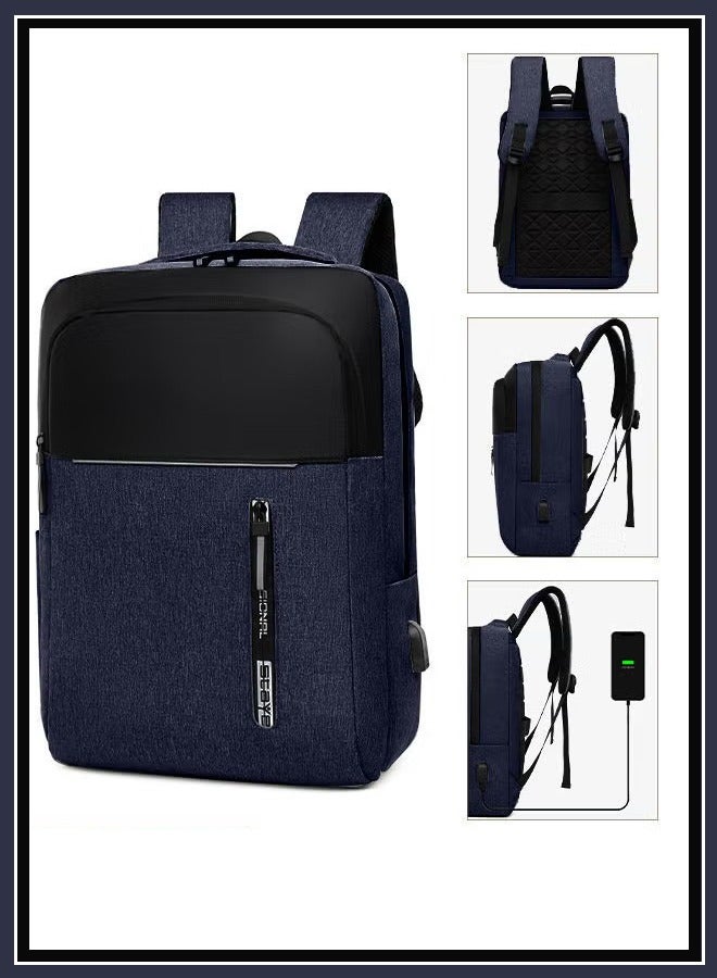 Canway Multifunction Waterproof Backpack with USB Port Colorblock Waterproof Oxford School Bag for Men Work Travel Flight Business Commuter 15.6" Laptop Blue - Image 1