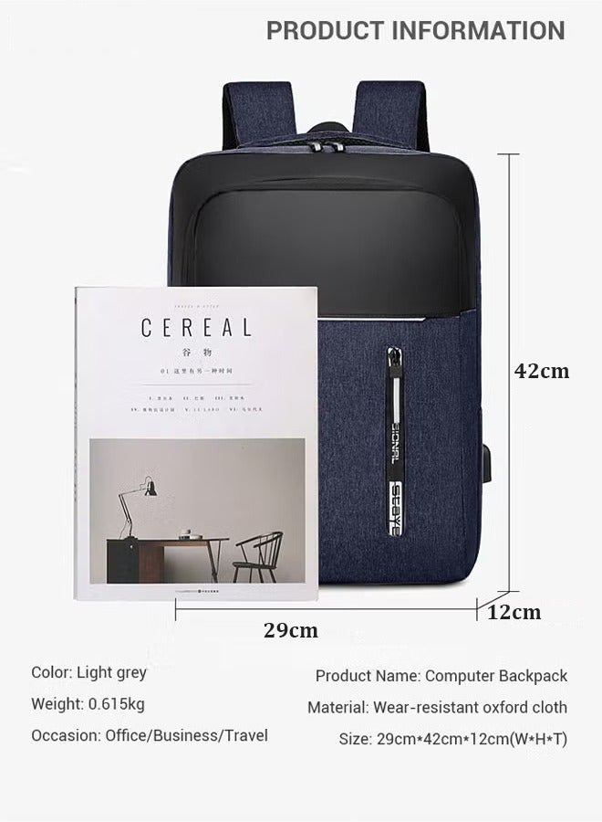 Canway Multifunction Waterproof Backpack with USB Port Colorblock Waterproof Oxford School Bag for Men Work Travel Flight Business Commuter 15.6" Laptop Blue - Image 2