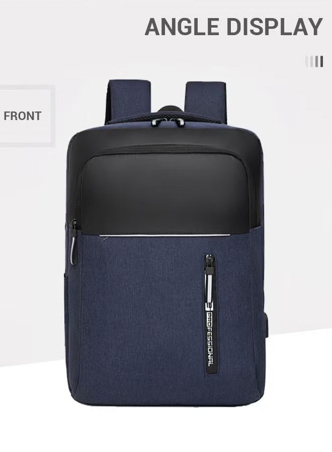 Canway Multifunction Waterproof Backpack with USB Port Colorblock Waterproof Oxford School Bag for Men Work Travel Flight Business Commuter 15.6" Laptop Blue - Image 5