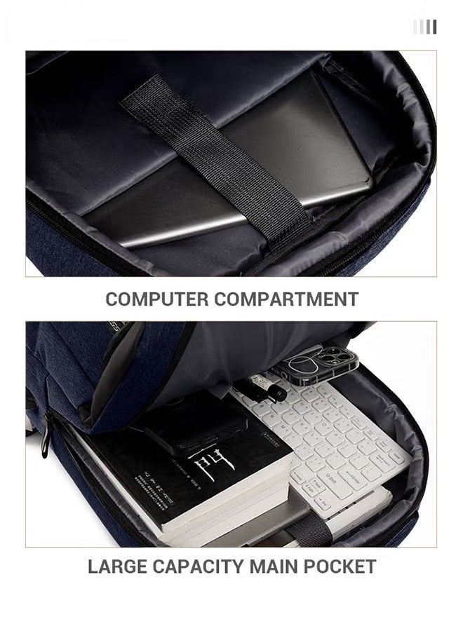 Canway Multifunction Waterproof Backpack with USB Port Colorblock Waterproof Oxford School Bag for Men Work Travel Flight Business Commuter 15.6" Laptop Blue - Image 4