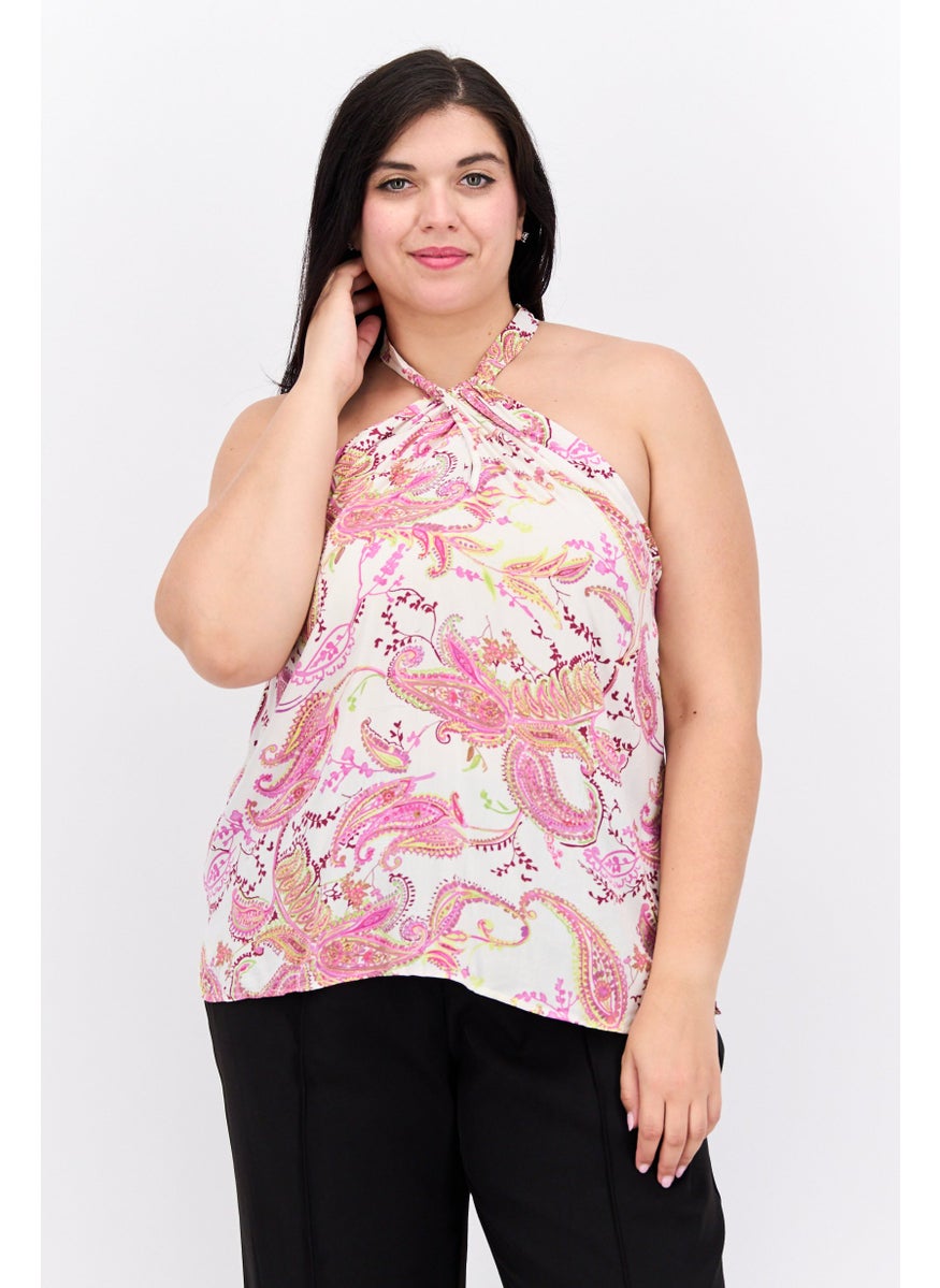 Women Twist Neck Sleeveless Allover Print Tank Top, Cream Combo - pzsku/Z5EE58BBEB0514431F370Z/45/_/1728398686/89582b0d-cf05-451f-8b01-91c4751a07d0