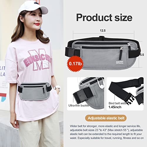 DAITET RFID Blocking Money Belt for Men Women, Slim Fanny Pack For Travel，Running,Conceal Waist Wallet For Passport Holder,Phone,Cash(Black Light Grey) - Image 5