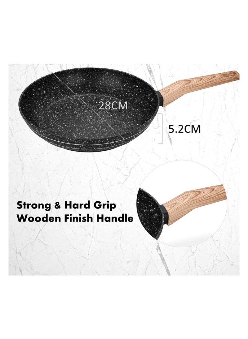 Auroware - Auroware 7 Piece Non Stick Cookware Set Frying Pan Casserole with Glass Lid Sauce Pan with Lid Kitchen Utensils Dishwasher Safe PFOA Free - Image 1
