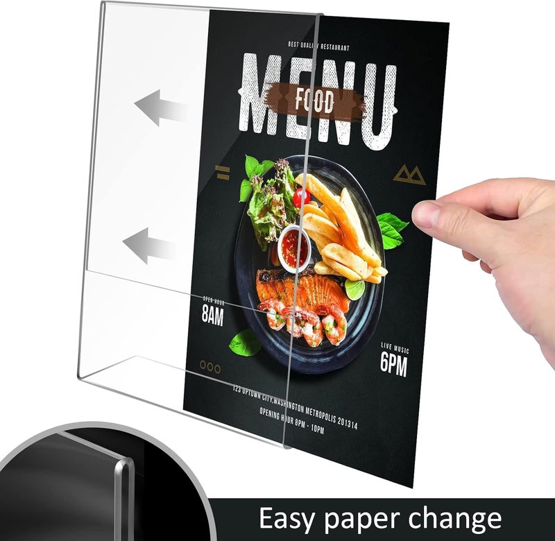 Ludery 8.5x11 Inches Acrylic Sign Slant Back Holder, Plastic Display Stand,Brochure Holder, Table Top Sign Holder For Office, Home, Store, Restaurant… (8pack) - Image 4