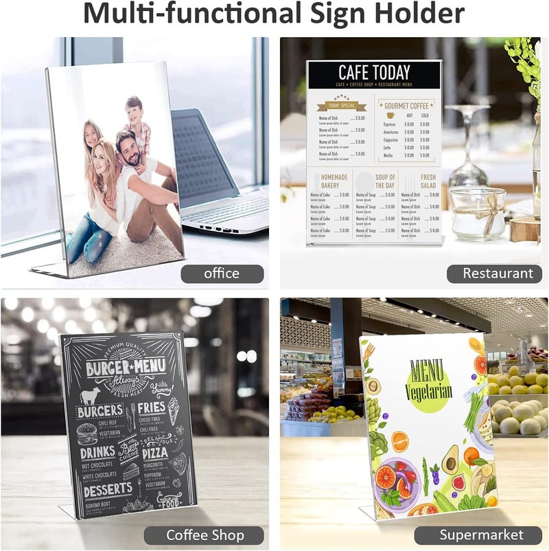Ludery 8.5x11 Inches Acrylic Sign Slant Back Holder, Plastic Display Stand,Brochure Holder, Table Top Sign Holder For Office, Home, Store, Restaurant… (8pack) - Image 5