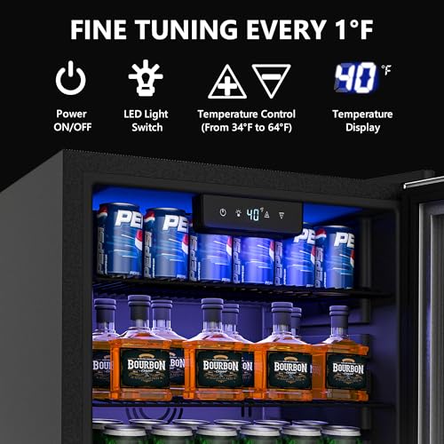 Icyglee Beverage Refrigerator Cooler - 126 Can Mini Fridge with Glass Door for Soda Beer or Wine, Beverage Cooler for Home, Office, Bar with Adjustable Removable Shelves, Silver - Image 4