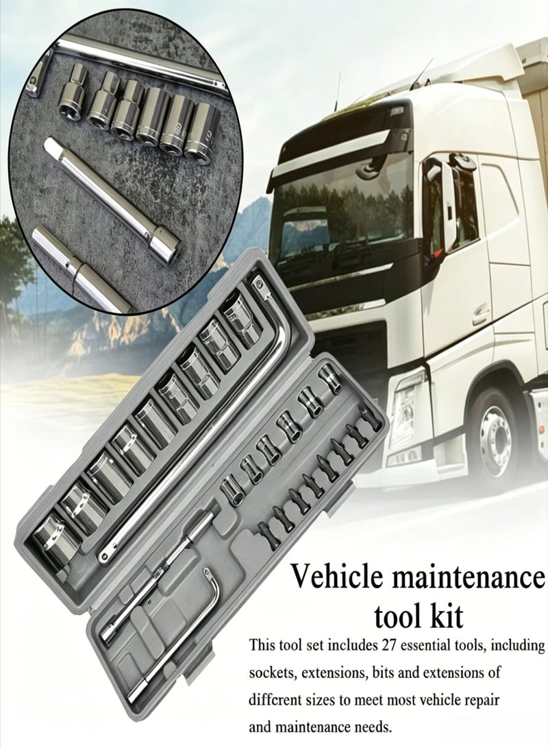 AETHER 27 Piece Socket Tool Set Ergonomic Heavy Duty Mechanical Car Kit Auto Truck Garage Repair Maintenance - Image 5
