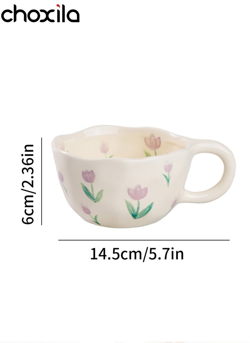 choxila 1pc Ceramic Coffee Mug Flower Style  Mugs Home Office Breakfast Mug Milk Cup  - Image 2