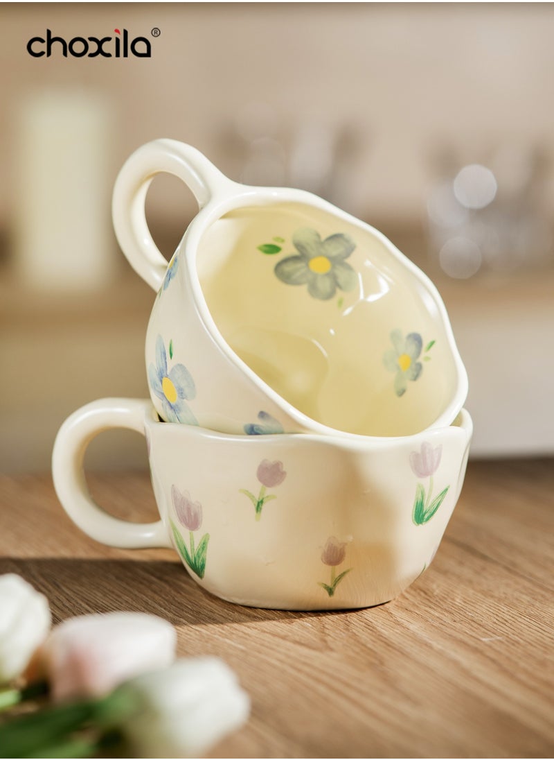 choxila 1pc Ceramic Coffee Mug Flower Style  Mugs Home Office Breakfast Mug Milk Cup  - Image 4