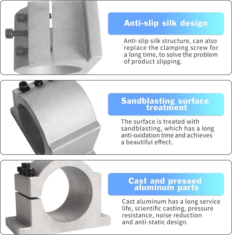 RATTMMOTOR 65mm Spindle Motor Clamp Mount Bracket Diameter 65mm CNC Motor Spindle with 3PCS Screws for 0.8kw 800W or 1.5kw CNC Router Engraving Milling Spindle - Image 4