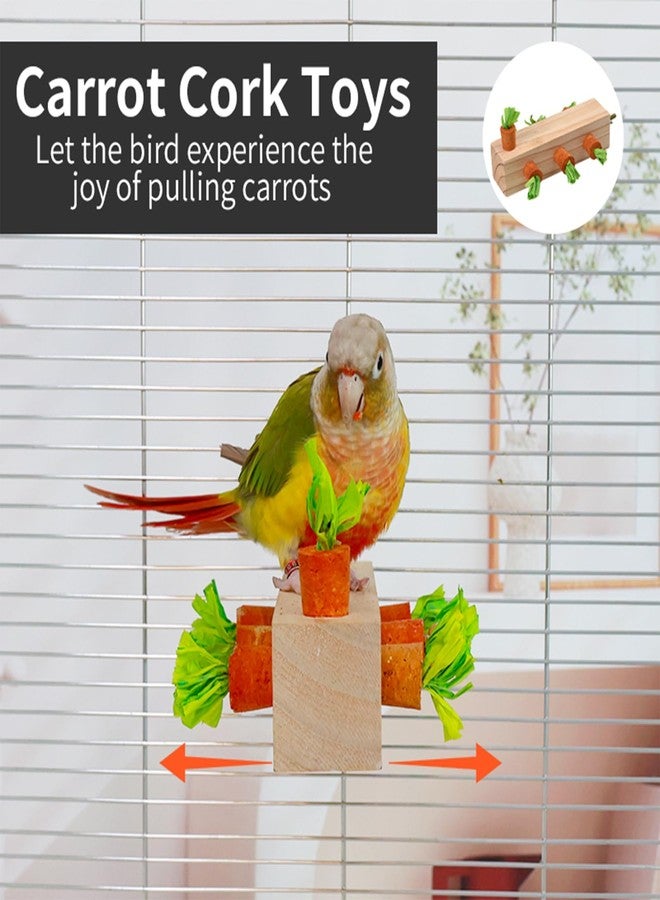 YOOSO Wing Bird Toys, Bird Chew Toy Cork Wooden Block Parrot Foraging Toys Birdcage Accessories for Conures Parakeets Cockatiels Lovebirds African Grey Macaws (Carrot Cork) - Image 2