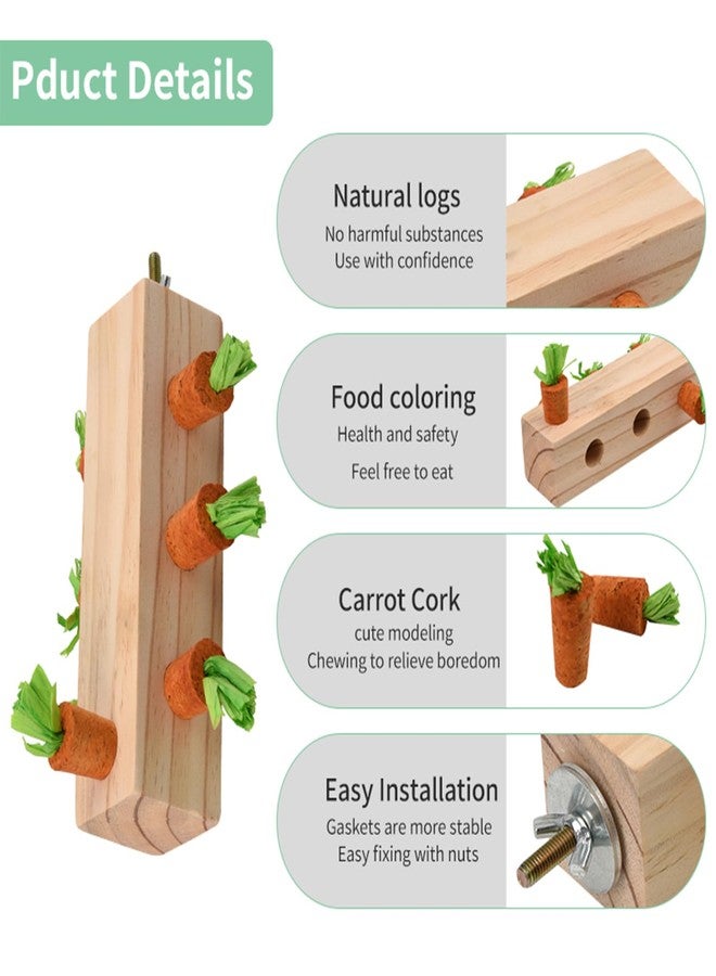 YOOSO Wing Bird Toys, Bird Chew Toy Cork Wooden Block Parrot Foraging Toys Birdcage Accessories for Conures Parakeets Cockatiels Lovebirds African Grey Macaws (Carrot Cork) - Image 4