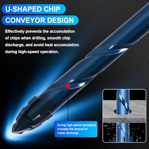 Serplex® 7Pcs Masonry Drill Bit Set, Industrial Strength Tungsten Steel Carbide Drill Bit Tip, 3/4/5/6/8/10/12mm Drilling Bits with Hexagonal Handle, for Wood, Glass, Tile, Metal (within 3mm), Plastic - Image 4