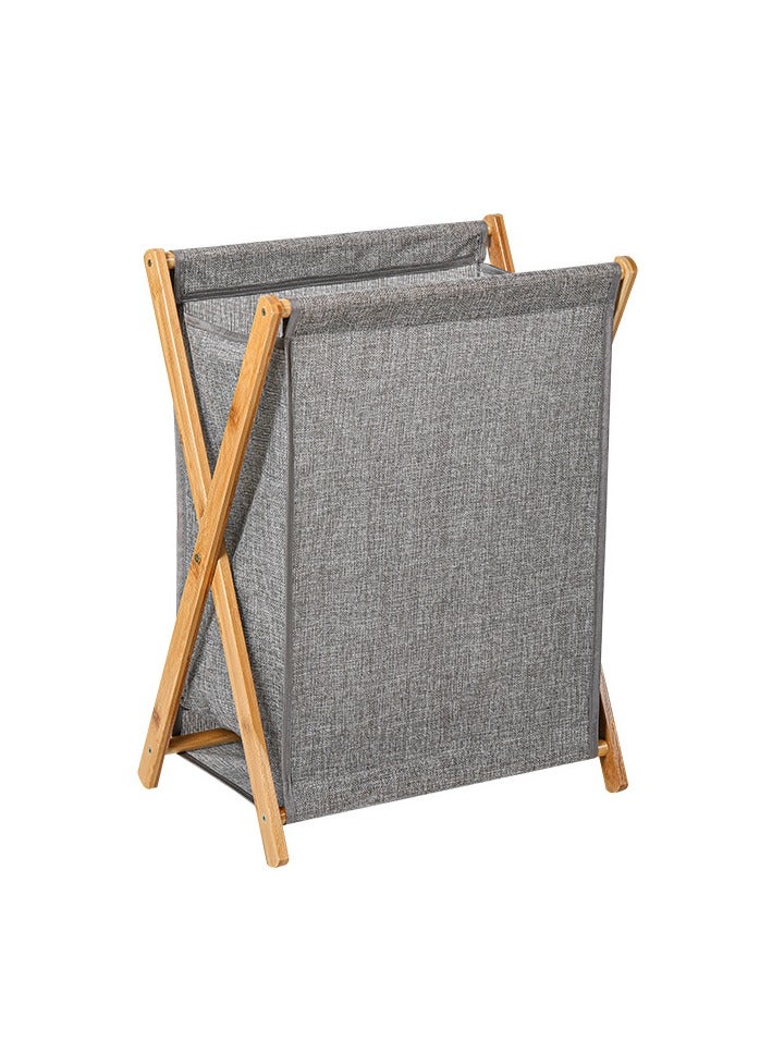1-Piece Bamboo Laundry Hamper Sorter Cart Portable and Collapsible Folding Clothes Laundry Basket Storage with Removable Liner Bag (L) - Image 3