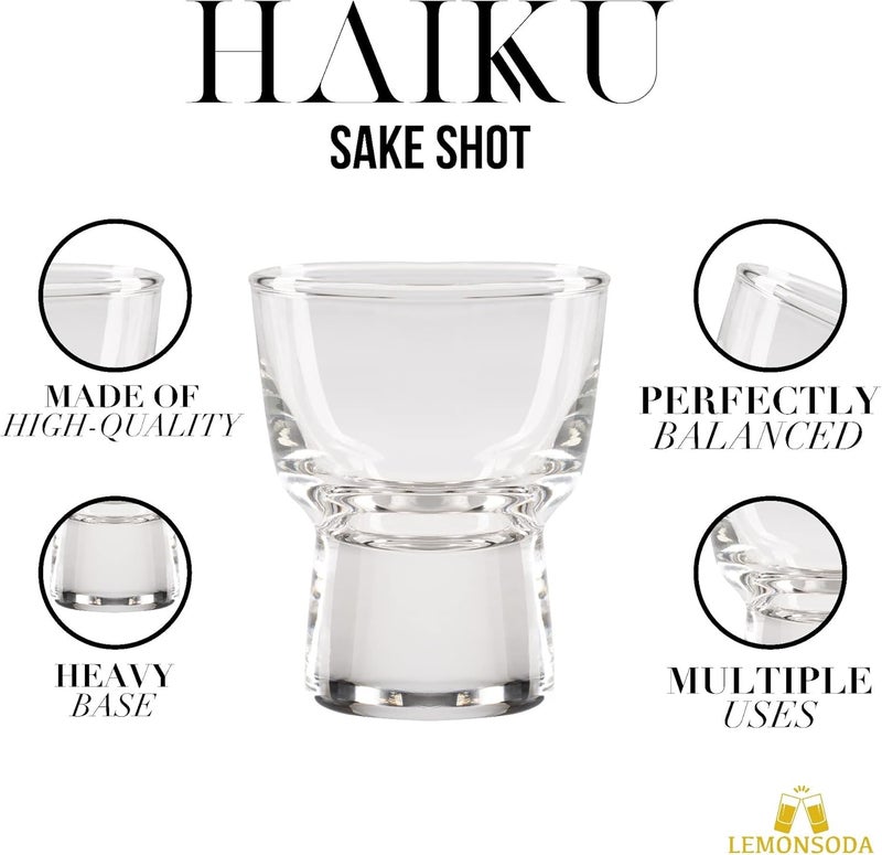 LEMONSODA Clear Shot Glass Set - Heavy Base Haiku Sake Shot Glasses for Whiskey, Tequila, Vodka, Espresso, Spirits & Liquor - Perfect for Tastings, Parties, Bars, Housewarming Gift (Set of 6) - Image 3