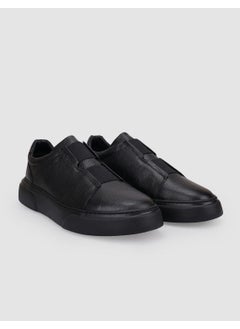 Harrow 100% Genuine Leather Black Elastic Men's Sneaker  - Image 2