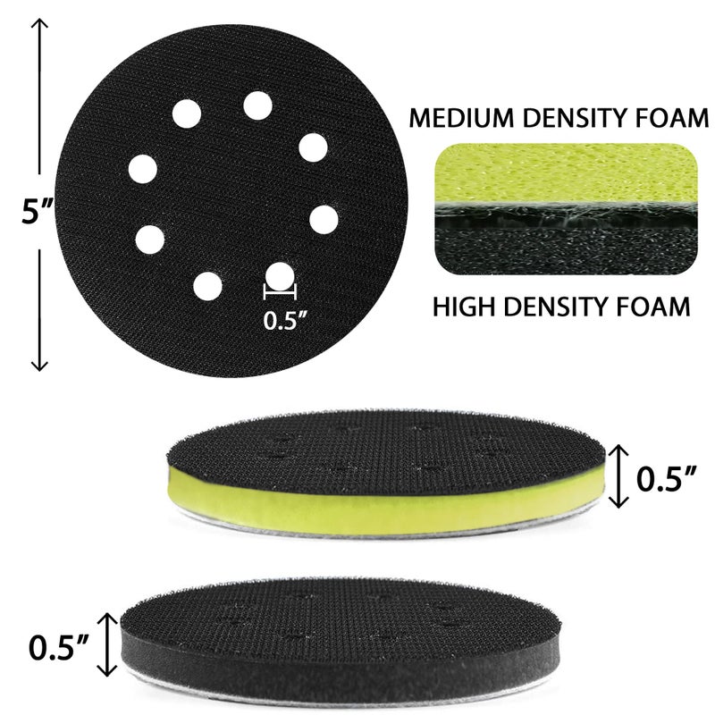S&F STEAD & FAST 5 inch Orbital Sander Foam Pad 4 PCS, Interface Pad with 8 Holes, Foam Sanding Pads Hook and Loop, Soft Disc Pads with Cushion Sponge by S&F STEAD & FAST - Image 3