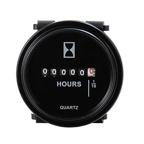 ZHELIOSMX Mechanical Round Hour Meter AC DC 12V 24V 36V 48V 60V 72V Quartz Hour Meter for Marine Engine Truck Snowmobile Boat Generators Tractor Lawn Mower Golf Carts Forklift - Image 1