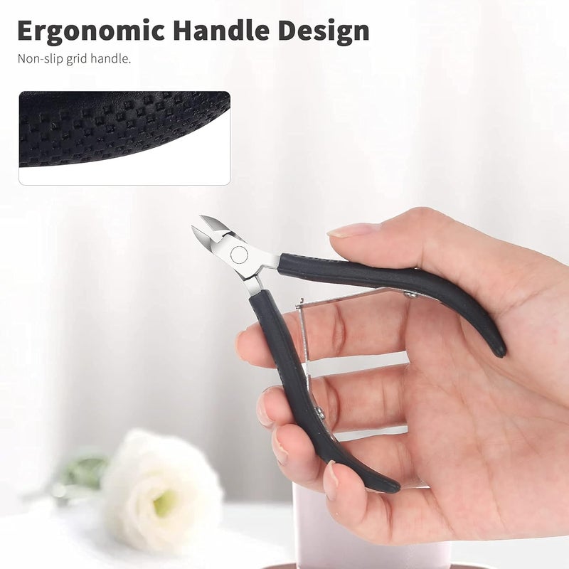 FVION Cuticle Clippers – Small Cuticle Trimmer, Rubber Coated Handle Manicure Tools – Full Jaw Cuticle Cutter for Nails (9mm) Black - Image 3