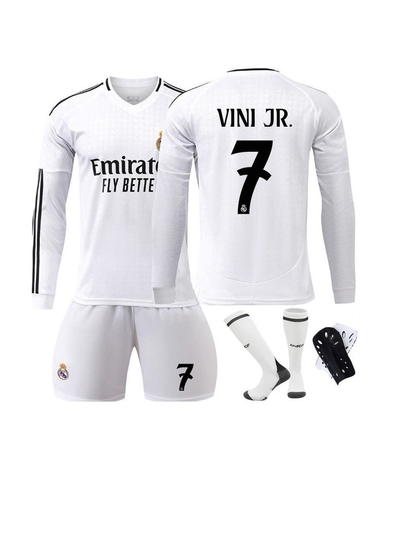 General - 2425 Real Madrid home jersey No. 7 Ronaldo long-sleeved football uniform suit children's adult size for fans and friends gift - Image 1