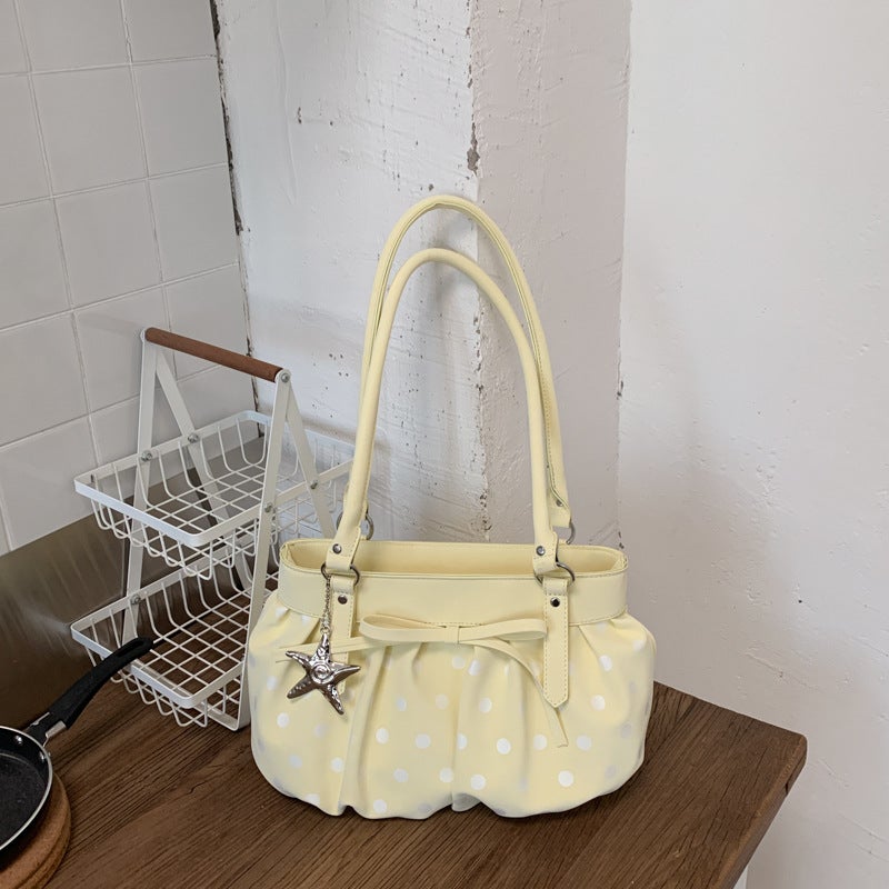 Women's PU Leather Shopper Tote Bag with Polka Dot - Image 3