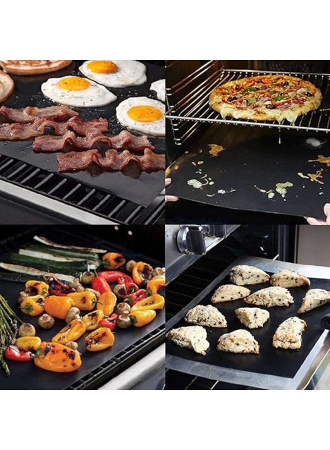 Oven Liners，3 Pack Heavy Duty Teflon Oven Liners, Grill Mats for Bottom of Oven for Gas, Electric and Fan Assisted Ovens，Baking Mat, Oven Protector Sheets，Reusable, Washable Black，40x60cm - Image 2
