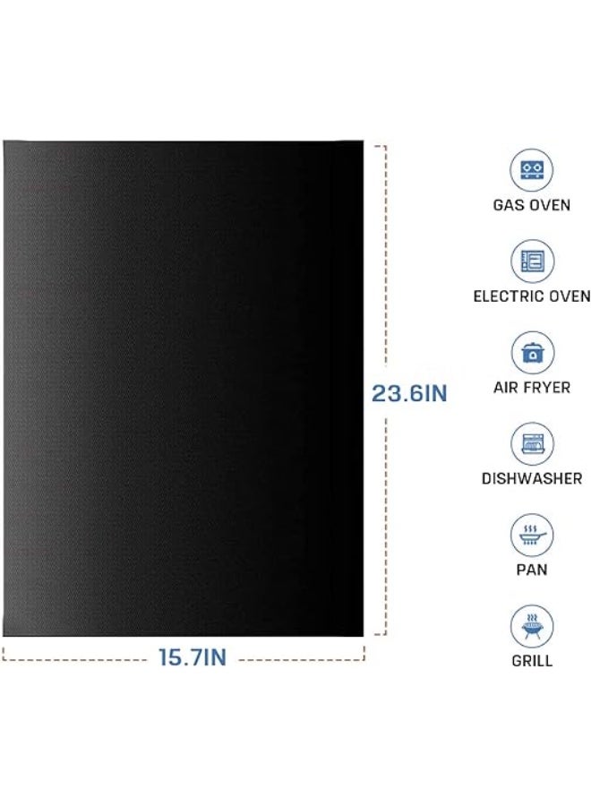 Oven Liners，3 Pack Heavy Duty Teflon Oven Liners, Grill Mats for Bottom of Oven for Gas, Electric and Fan Assisted Ovens，Baking Mat, Oven Protector Sheets，Reusable, Washable Black，40x60cm - Image 3