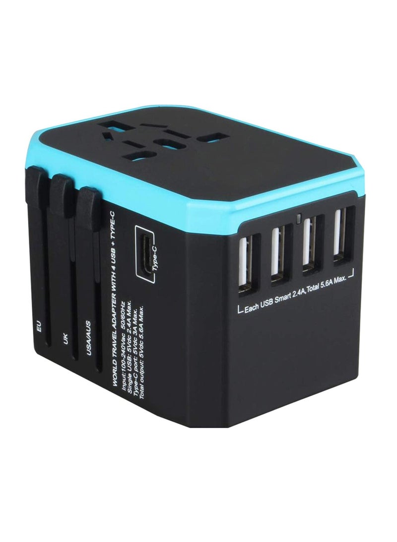 SYOSI Universal Travel Adapter, International Plug Adaptor Outlet Wall Charger Converter with 5.6A Smart Power and 3.0A USB Type C US to EU, AU, UK, USA - Image 1