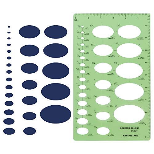 Pacific Arc Isometric Ellipse Guide Template, 27 Total Ellipse from 1/8 Inch to 2 Inch with Inch Graduations - Image 5