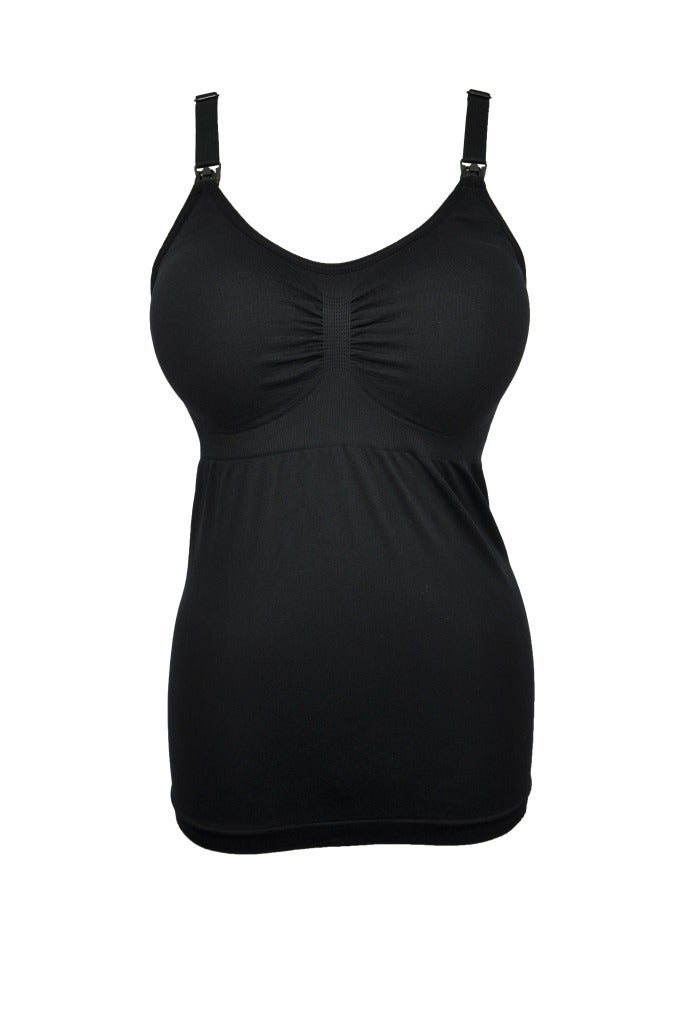 Slim-fit High-elastic Vest Breastfeeding Top Buckle Breastfeeding Pregnant Womens Bra Underwear Camisole No Rings with Cushion Black - Image 1