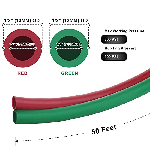 Hromee Oxygen Acetylene Hose 1/4-Inch × 50 Feet with 9/16"-18 B fittings Welding Cutting Torch Twin Hose - Image 3
