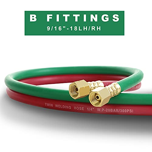 Hromee Oxygen Acetylene Hose 1/4-Inch × 50 Feet with 9/16"-18 B fittings Welding Cutting Torch Twin Hose - Image 5