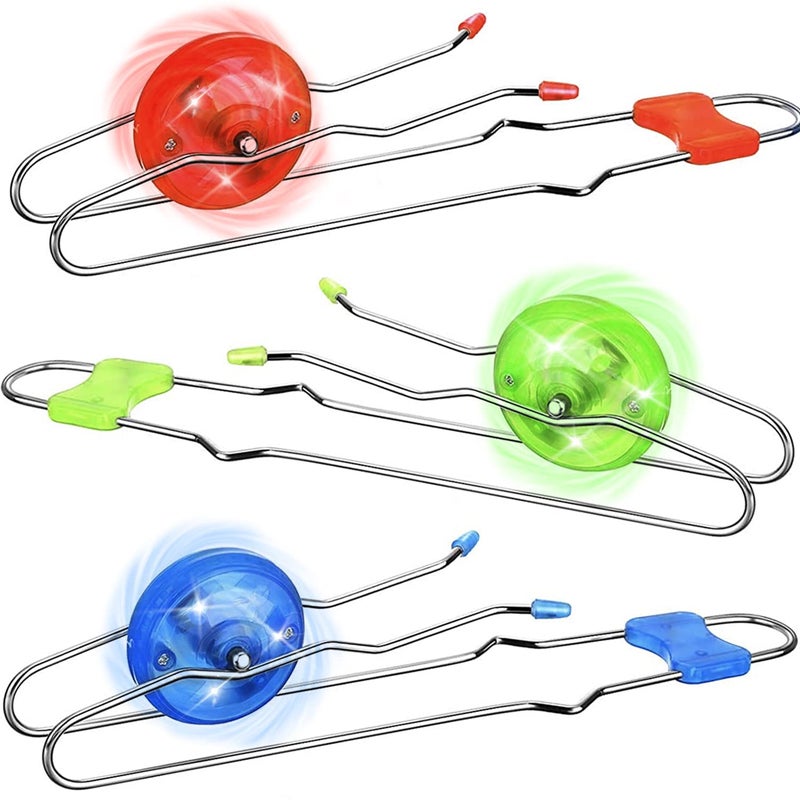 Jishi Retro Magic Rail Twirler 3Pcs Light Up Glow Magnetic Gyro Wheel Kids Classic Vintage Trick Yoyo Sensory Fidget Toys Cool Unique Nostalgia Gifts Fun Stocking Stuffers for 3 Year Old Boys Girls - Image 2