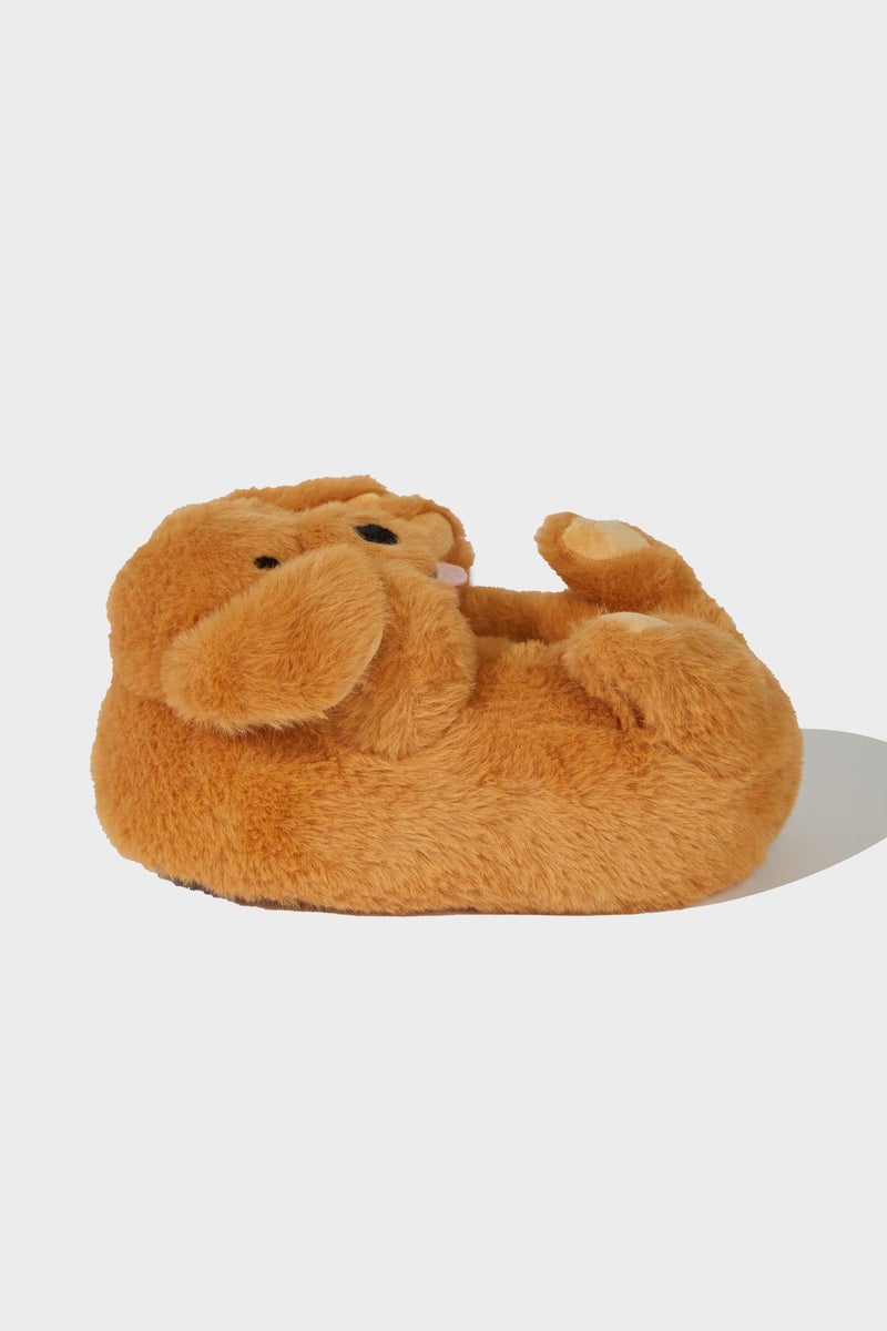 DeFacto Brown Girl Girl Dog Themed Flat Sole Home Slippers Casual - Image 3