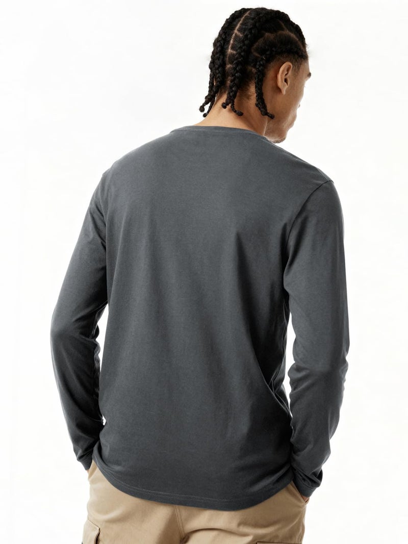 DAMENSCH Men Soft, Body-Adaptive, Fade-Proof & Anti-Pilling Full Sleeve T-Shirts - Corbett Grey - M - Image 4