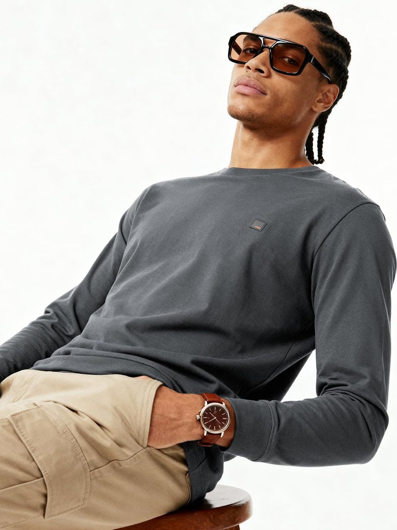 DAMENSCH Men Soft, Body-Adaptive, Fade-Proof & Anti-Pilling Full Sleeve T-Shirts - Corbett Grey - M - Image 3