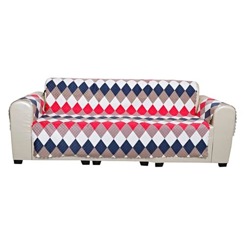 KINGLY Velvet 5 Seater Quilted Digital Printed Sofa Cover Pink Passion, Pink and Blue3+1+1 - Image 2