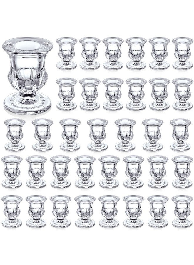 Foaincore 36 Pcs Taper Candle Holders Bulk 2.5 Inch Candlestick Holder Clear Candle Holder Small Candlestick Holder Thicker Glass Candle Sticks Set for Wedding Christmas Party Dining Table Centerpiece Decor  - Image 1