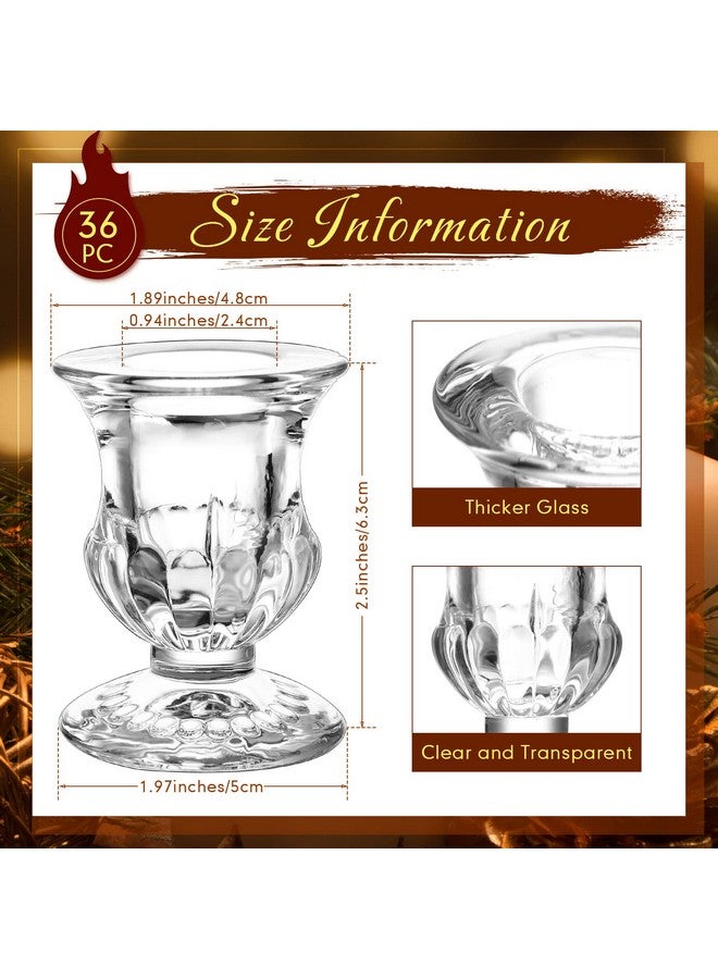Foaincore 36 Pcs Taper Candle Holders Bulk 2.5 Inch Candlestick Holder Clear Candle Holder Small Candlestick Holder Thicker Glass Candle Sticks Set for Wedding Christmas Party Dining Table Centerpiece Decor  - Image 2