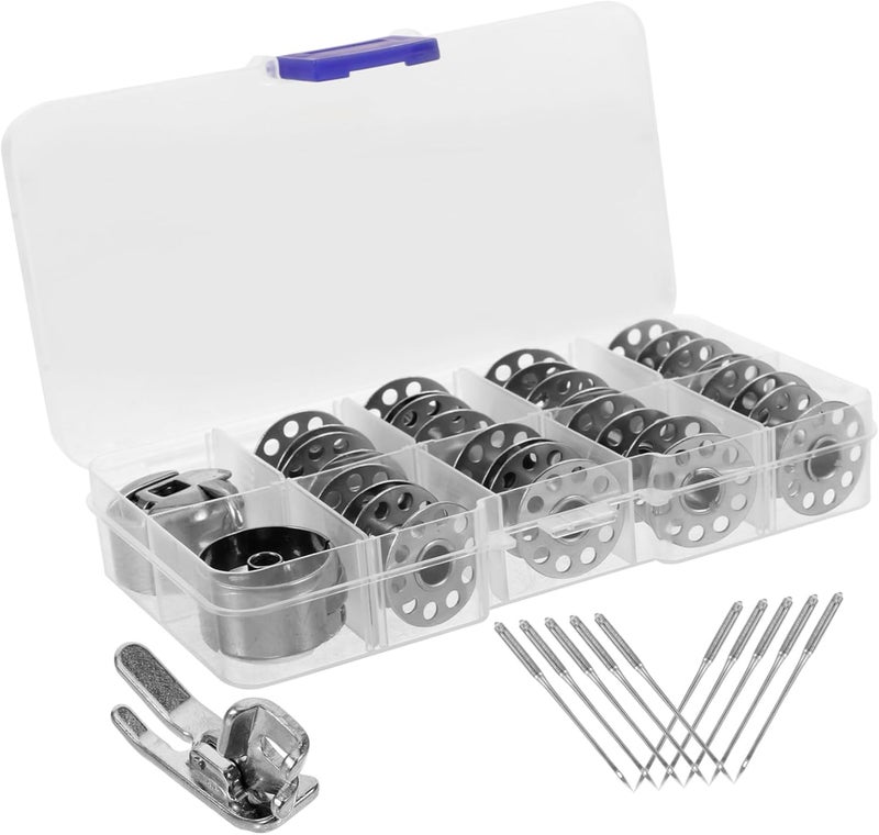 TEHAUX 5sets Replacement Bobbins Set for Sewing Machines Empty Spools and Bobbin Case Portable and Easy to Install Essential Sewing Supplies for Home and Industrial Use - Image 2