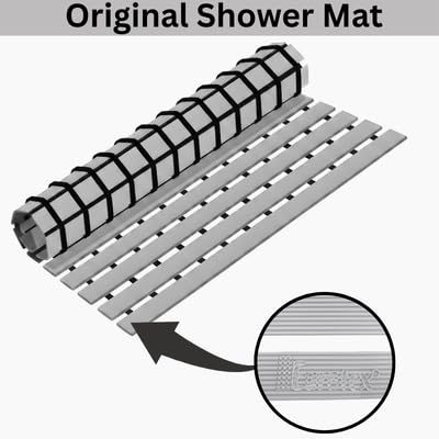 Eurotex Rectangular Shower Mat Non Slip for Bathroom, Anti Skid Bathtub Mat (Plastic Stripped- Rubber Base, 46cm x 61cm)- Grey - Image 2