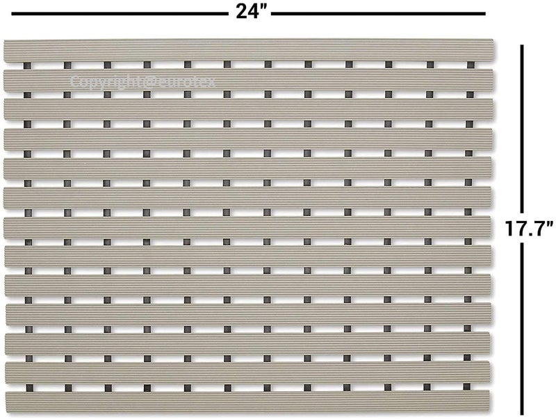 Eurotex Rectangular Shower Mat Non Slip for Bathroom, Anti Skid Bathtub Mat (Plastic Stripped- Rubber Base, 46cm x 61cm)- Grey - Image 3