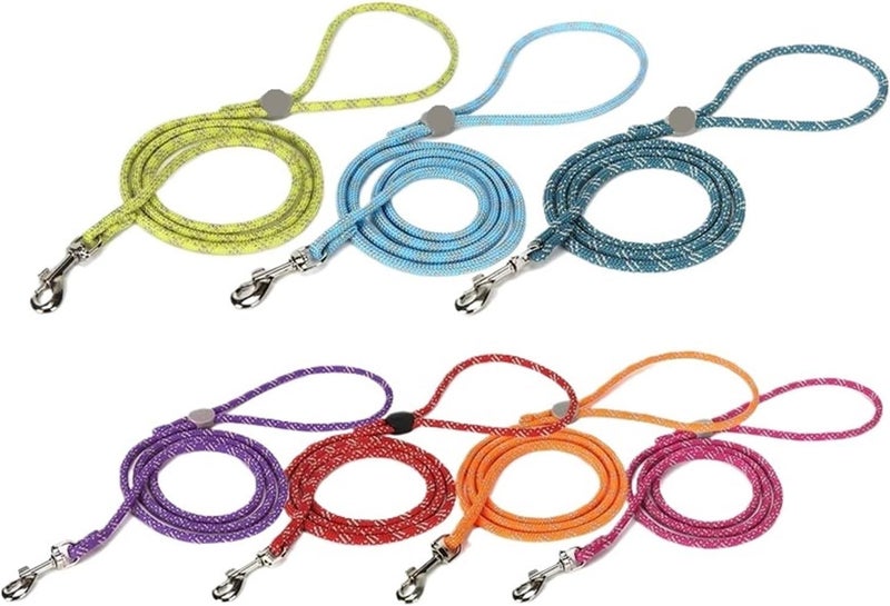 Reflective Dog Leash Walking Rope for Small Dogs Teddy Round Handle Harness Lake Blue Red Sapphire(Large,W) - Image 4