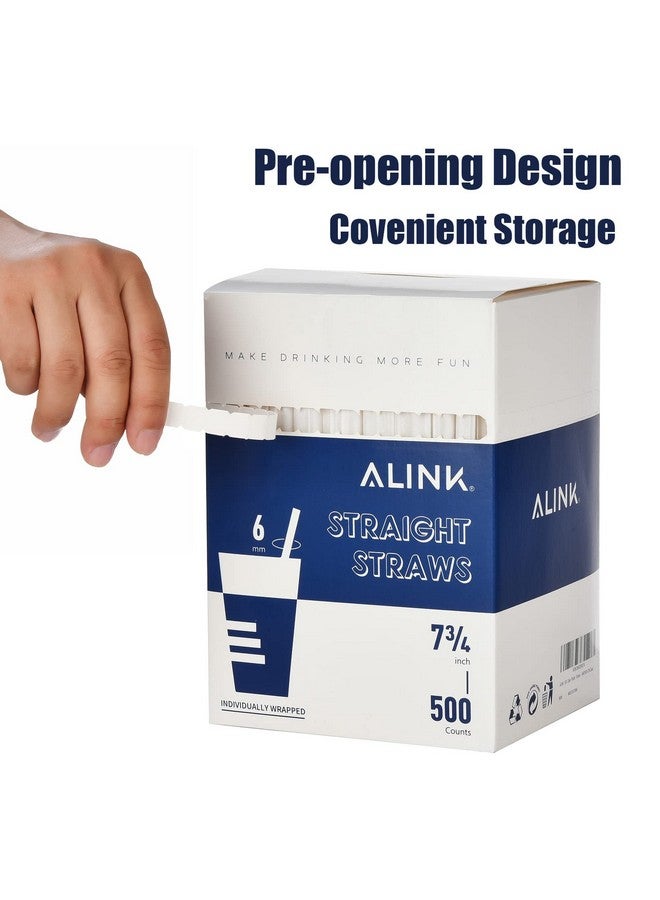 ALINK 500-Pack Clear Plastic Drinking Straws, Individually Wrapped Plastic Disposable Straight Party Straws - 7.75" x 0.23" - Image 3