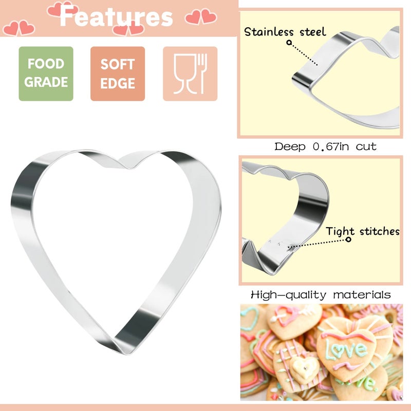 KAISHANE Valentine's Day Cookie Cutter Set-Lips  Double Heart  Heart  Letter X Letter O-5 Pieces Wedding Valentine Day Fondant Pastry Baking Cookie Cutter Set. - Image 2