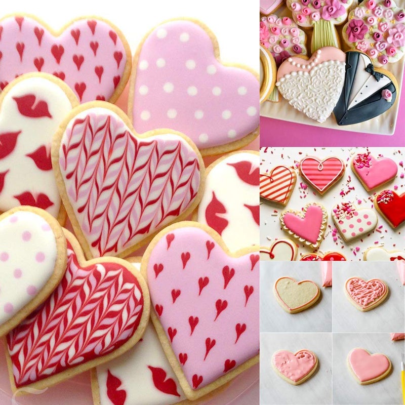 KAISHANE Valentine's Day Cookie Cutter Set-Lips  Double Heart  Heart  Letter X Letter O-5 Pieces Wedding Valentine Day Fondant Pastry Baking Cookie Cutter Set. - Image 5