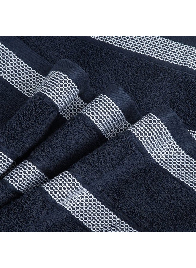 CASA COPENHAGEN Solitaire Designed in Denmark 600 GSM 2 Bath Towels 2 Hand Towels 2 Washcloths, Super Soft Egyptian Cotton 6 Towels Set for Bathroom, Kitchen & Shower - Navy Blue  - Image 4