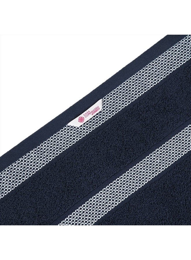 CASA COPENHAGEN Solitaire Designed in Denmark 600 GSM 2 Bath Towels 2 Hand Towels 2 Washcloths, Super Soft Egyptian Cotton 6 Towels Set for Bathroom, Kitchen & Shower - Navy Blue  - Image 2