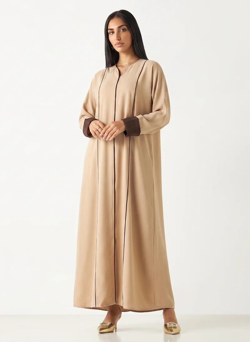 Hadiyath Al Madinah Basics Contrast Trim Abaya - HM