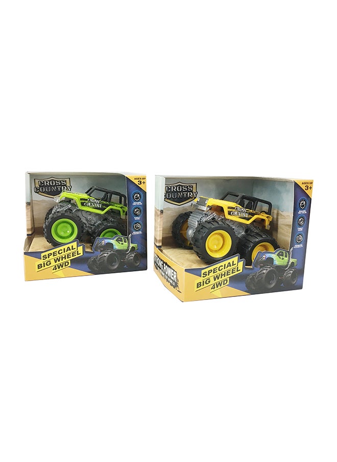 Galaxy Toys - Galaxy Friction Truck - 12 cm Assorted Set | Pull-Back Powered Trucks for Kids | Special Big Wheel 4WD Series | Durable Plastic Trucks in Green & Yellow | Vehicle Play Set - Image 1